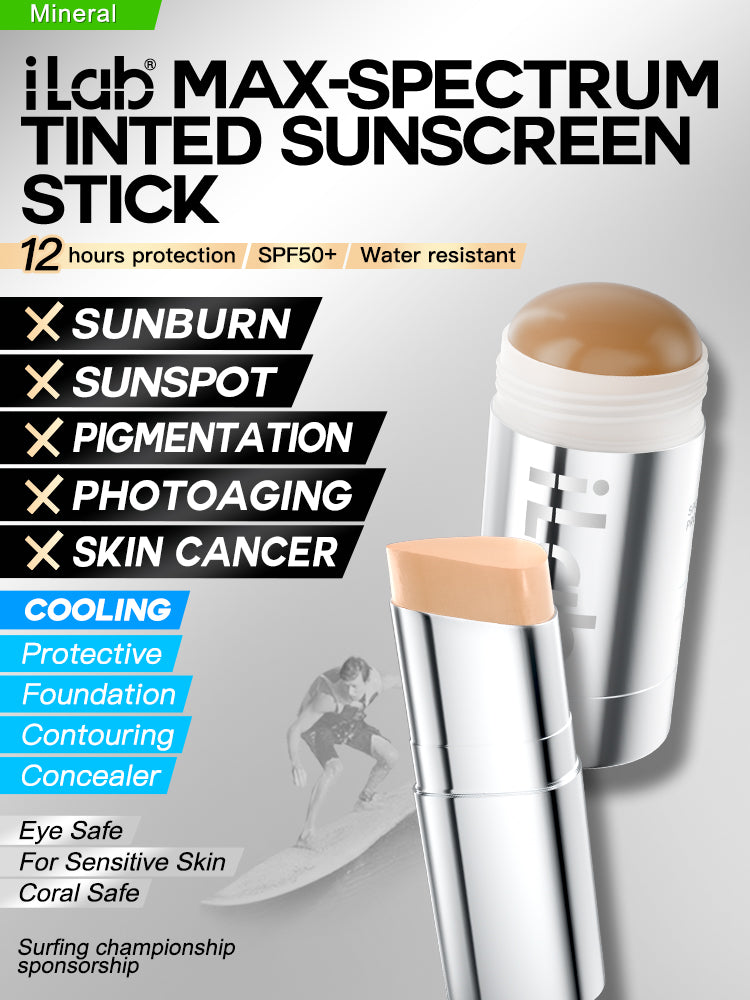 iLab Max-Spectrum Tinted Sunscreen Stick SPF50+ Beige/Light Beige