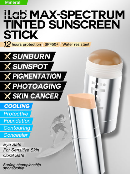 iLab Max-Spectrum Tinted Sunscreen Stick SPF50+ Beige/Light Beige