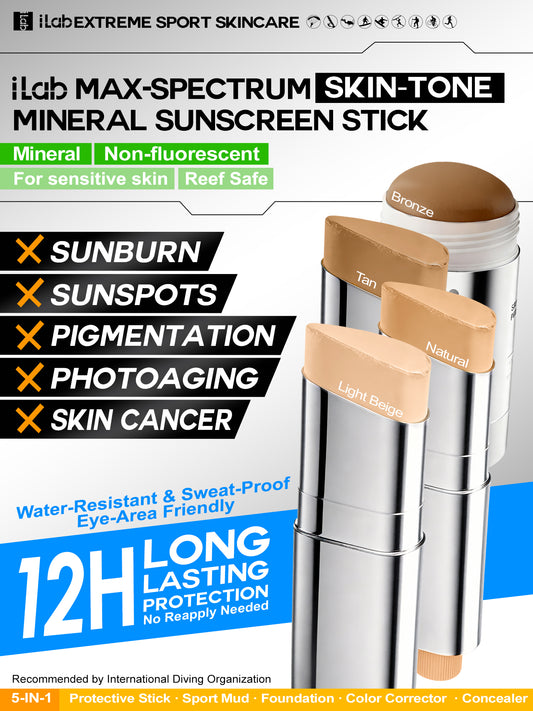 iLab Max-Spectrum Tinted Sunscreen Stick SPF50+ Beige/Light Beige
