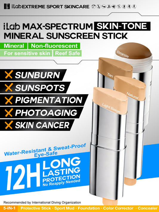 iLab Max-Spectrum Tinted Sunscreen Stick SPF50+ Beige/Light Beige