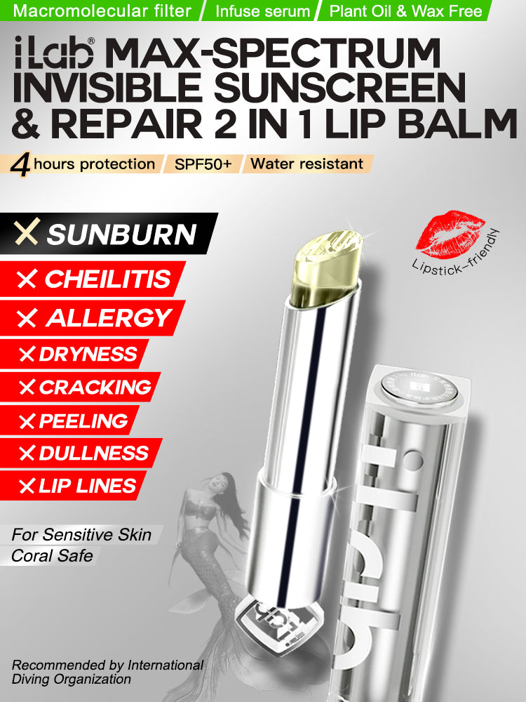 iLab Max-Spectrum Invisible Sunscreen & Repair 2 In 1 Lip Balm 2.8g
